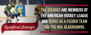 The icehogs are members of the American Hockey League and serve as a feeder team for the NHL Blackhawks.