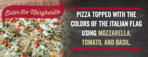Pizza topped with the colors of the Italian flag using mozzarella, tomato, and basil.