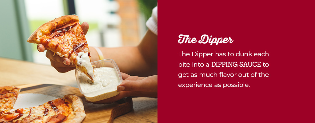 The Dipper has to dunk each bite into a dipping sauce