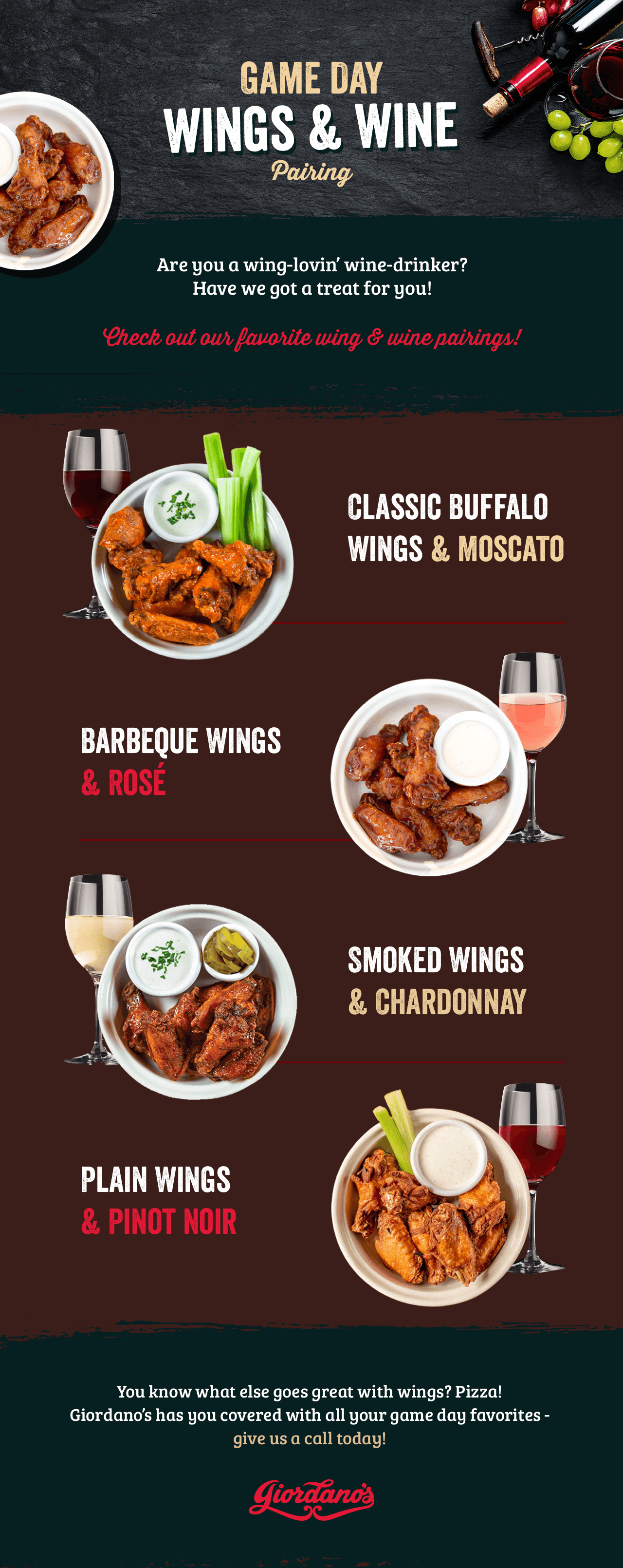 Game Day Wing & Wine Pairings Giordano's